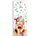 Horloge Murale Design Coloré Avec Portrait Féminin Fantaisie 30 X 90 Cm Blanc