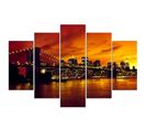 Tableau Pont De Brooklyn, Manhattan Au Coucher Du Soleil 300 X 140 Cm Orange