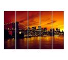 Tableau Pont De Brooklyn, Manhattan Au Coucher Du Soleil 100 X 70 Cm Orange