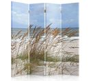 Paravent Herbe De La Mer Ambiance Bord De Plage 4 Volets 145 X 150 Cm - 2 Faces R° V° + 360° Bleu