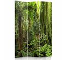 Paravent Jungle Tropical Décoratif 3 Panneaux Design 110 X 180 Cm - 1 Face Déco Vert