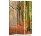 Paravent Décoratif Feuillage D'automne En Forêt 3 Panneaux 110 X 150 Cm - 1 Face Déco Vert