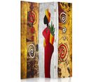 Paravent Décoratif Couleurs Chaudes Et Motifs Africains 110 X 150 Cm - 1 Face Déco Jaune