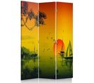 Paravent Paysage Japonais Idyllique – Déco Asiatique Zen 110 X 180 Cm - 1 Face Déco Orange