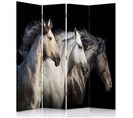 Paravent Décoratif Trois Chevaux En Impression Haute Qualité 145 X 180 Cm - 1 Face Déco Noir