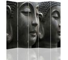 Paravent Buddha Zen 5 Volets, Décoration Intérieure Apaisante 180 X 150 Cm - 1 Face Déco Gris