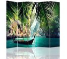 Paravent Déco Tropicale Et Bateau Pour Intérieurs Exotiques 180 X 150 Cm - 1 Face Déco Vert