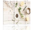 Paravent Décoratif Sel Et Herbes Pour Intimité Chambre 180 X 180 Cm - 1 Face Déco Blanc