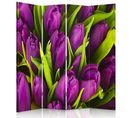 Paravent Déco Tulipes Violettes Pour Intérieur Élégant 145 X 150 Cm - 2 Faces R° V° Violet