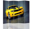 Paravent Design Voiture Jaune Moderne Pour Intérieur 180 X 180 Cm - 2 Faces R° V° Jaune