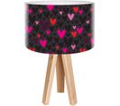 Lampe De Chevet Enfant Trépied Bois Abat Jour Noir Et Rose