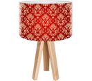 Lampe De Chevet Bois Rouge 30x30x45cm