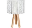 Lampe De Chevet Bois Blanc 30x30x45cm