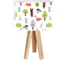 Lampe De Chevet Enfant Trépied Bois Abat Jour Multicolore