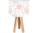 Lampe De Chevet Enfant Trépied Abat Jour Blanc Et Multicolore