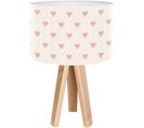 Lampe De Chevet Enfant Trépied Bois Abat Jour Beige Et Rose