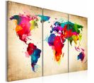 Tableau Continents Arc-en-ciel 90 X 60 Cm Multicolore