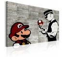 Tableau Mario Bros Sur Béton Banksy 90 X 60 Cm Gris