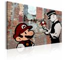 Tableau Mario Bros Sur Mur Banksy 120 X 80 Cm Rouge