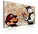 Tableau Mario Bros Sur Briques Banksy 120 X 80 Cm Rouge