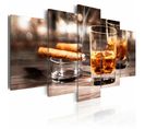 Tableau Cigare Et Whisky 100 X 50 Cm Marron