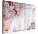 Tableau Fleurs Sur Planches Larges 90 X 60 Cm Blanc