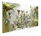 Tableau Les Colibris Dansent Vert Étroit 150 X 50 Cm Jaune