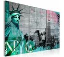 Tableau Collage De New York Iii 120 X 80 Cm Gris