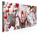 Tableau Larges Rubans Rouges 100 X 45 Cm Gris