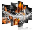 Tableau Essaim De Papillons Larges Gris 200 X 100 Cm Orange