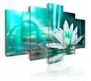 Tableau Lotus Turquoise 100 X 50 Cm Vert