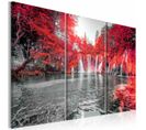 Tableau Cascades De La Forêt De Rubis 120 X 80 Cm Rouge