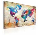 Tableau Carte Du Monde Style Urbain 90 X 60 Cm Multicolore