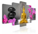 Tableau Bouddha D'or Zen 100 X 50 Cm Gris