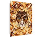 Tableau Bois Accroupi Jaguar 70 X 100 Cm Orange