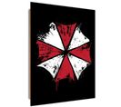 Tableau Bois Resident Evil Logo Umbrella Corporation 40 X 60 Cm Rouge