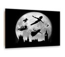 Tableau Bois Peter Pan Silhouettes Sur Fond De Lune 60 X 40 Cm Noir