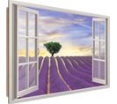 Tableau Champ De Lavande Bois 120 X 80 Cm Violet