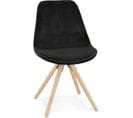 Chaise Scandinave Rembourrée Velours Noir Pieds Noir