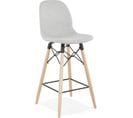 Tabouret De Bar Tissu Gris Clair Et Bois H107cm