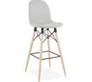 Tabouret De Bar Tissu Gris Clair Et Bois H111cm