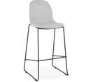 Tabouret De Bar En Tissu Gris Clair Et Métal Noir H112cm