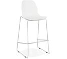 Tabouret De Bar Struture Chromé Assise Blanc H75cm