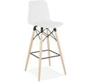 Tabouret De Bar Blanc Et Bois Naturel H112cm