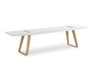 Banc Pieds Métal Doré Assise Bois Blanc L190cm