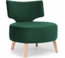 Fauteuil Cosy Rembourré Tissu Couleur Vert Pieds Bois Clair