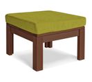 Pouf En Bois Massif Huilé Teinte Noyer Et Vert