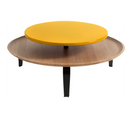 Table Basse Bois Chêne, Jaune Et Noir 85x85x30cm