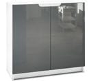 Armoire De Bureau  Blanc Mat/ Gris Haute Brillance (hxlxp): 78 X 82 X 37