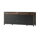 Buffet 200cm Collection Windsor . Coloris Gris Anthracite Et Chêne Foncé.